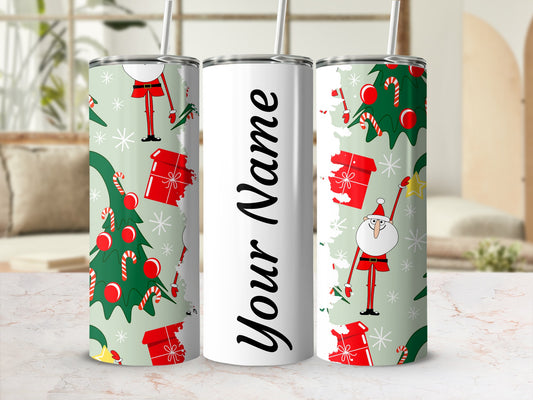 Personalized Christmas Santa Design Insulated Tumbler