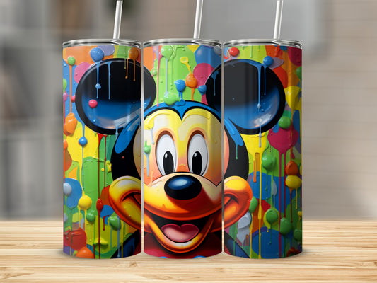 Colorful Cartoon Character Dripping Paint Tumbler Design