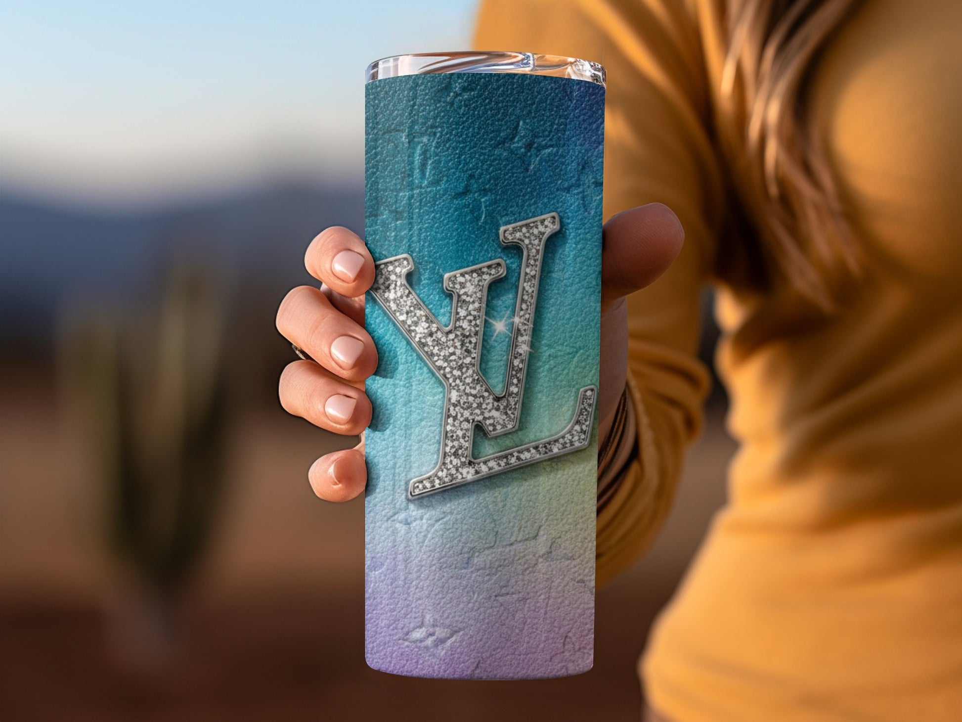Stylish Gradient Tumbler with Diamond Lettering Design