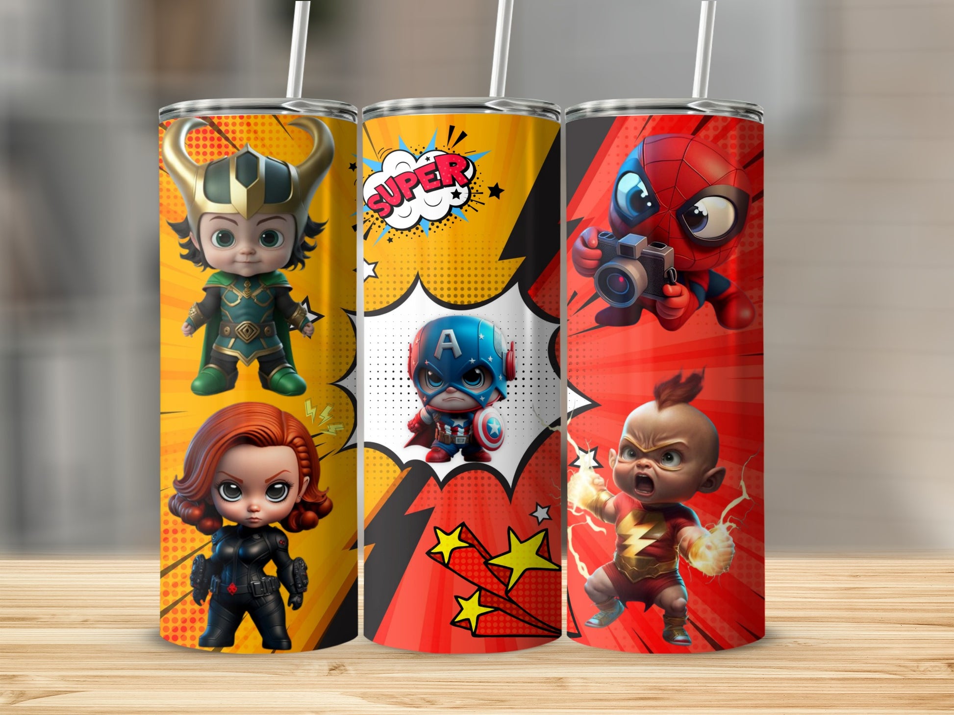 Superhero Cartoon Character Themed Tumbler Drinkware