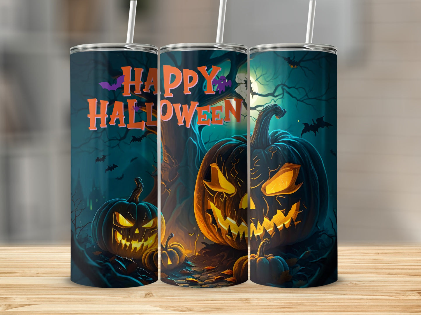 Spooky Jack O'Lantern Happy Halloween Tumbler