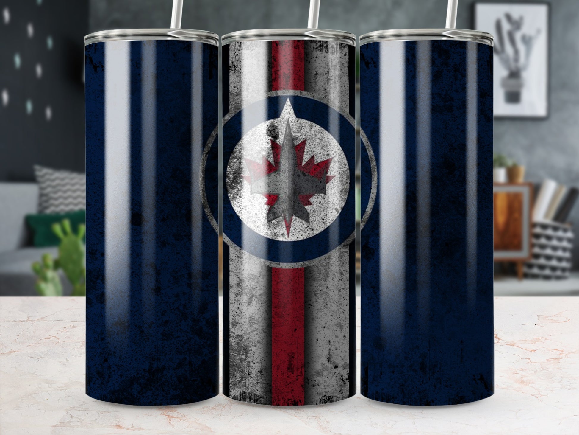 Vintage Canadian Flag Design Tumbler Travel Cup