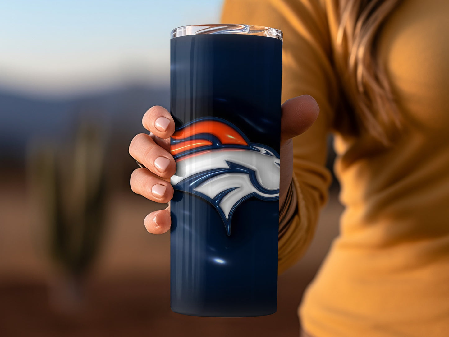 Denver Broncos Orange and White Logo on Blue Tumblers