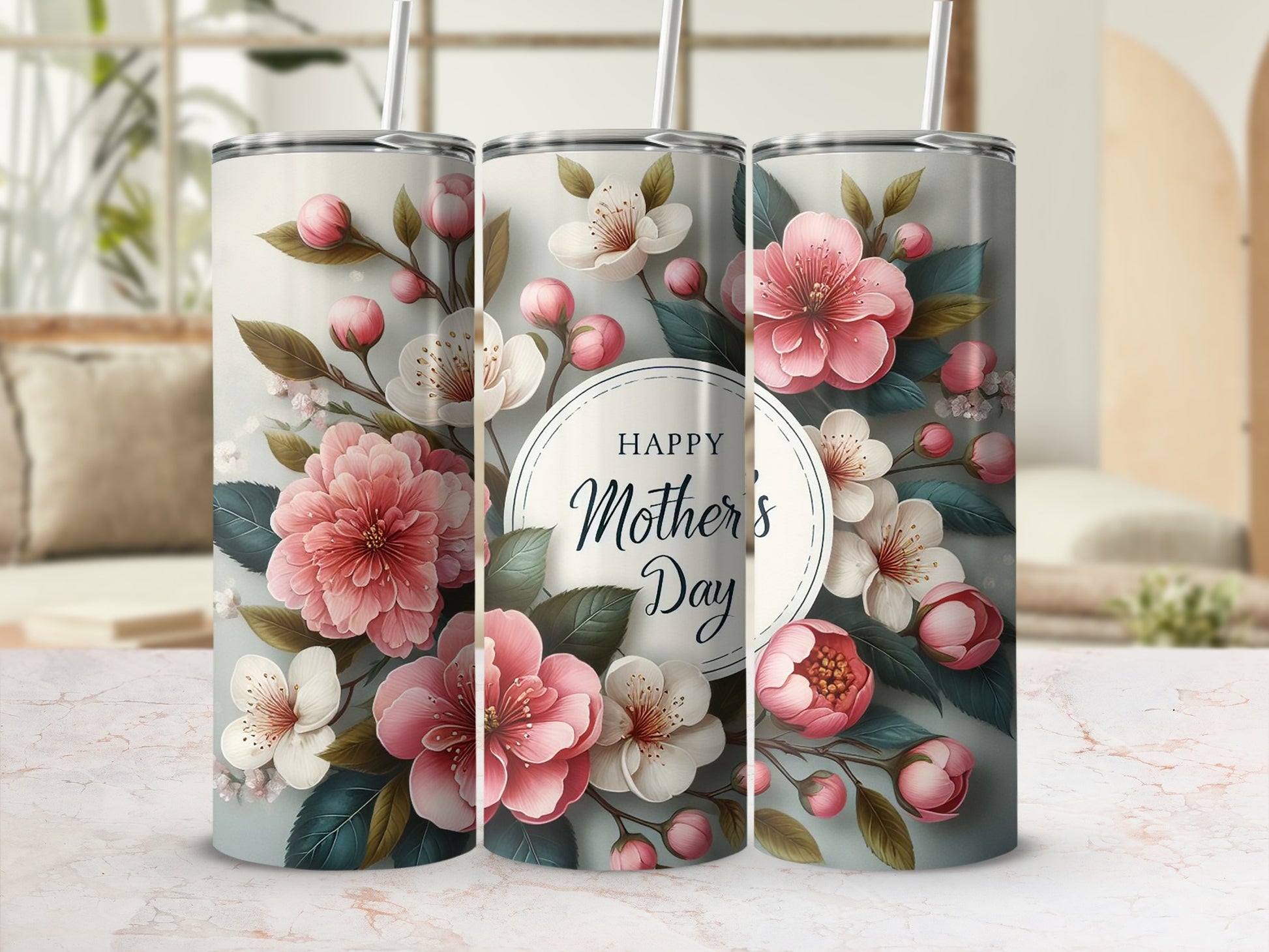 Happy Mother's Day Floral Design Tumbler Gift