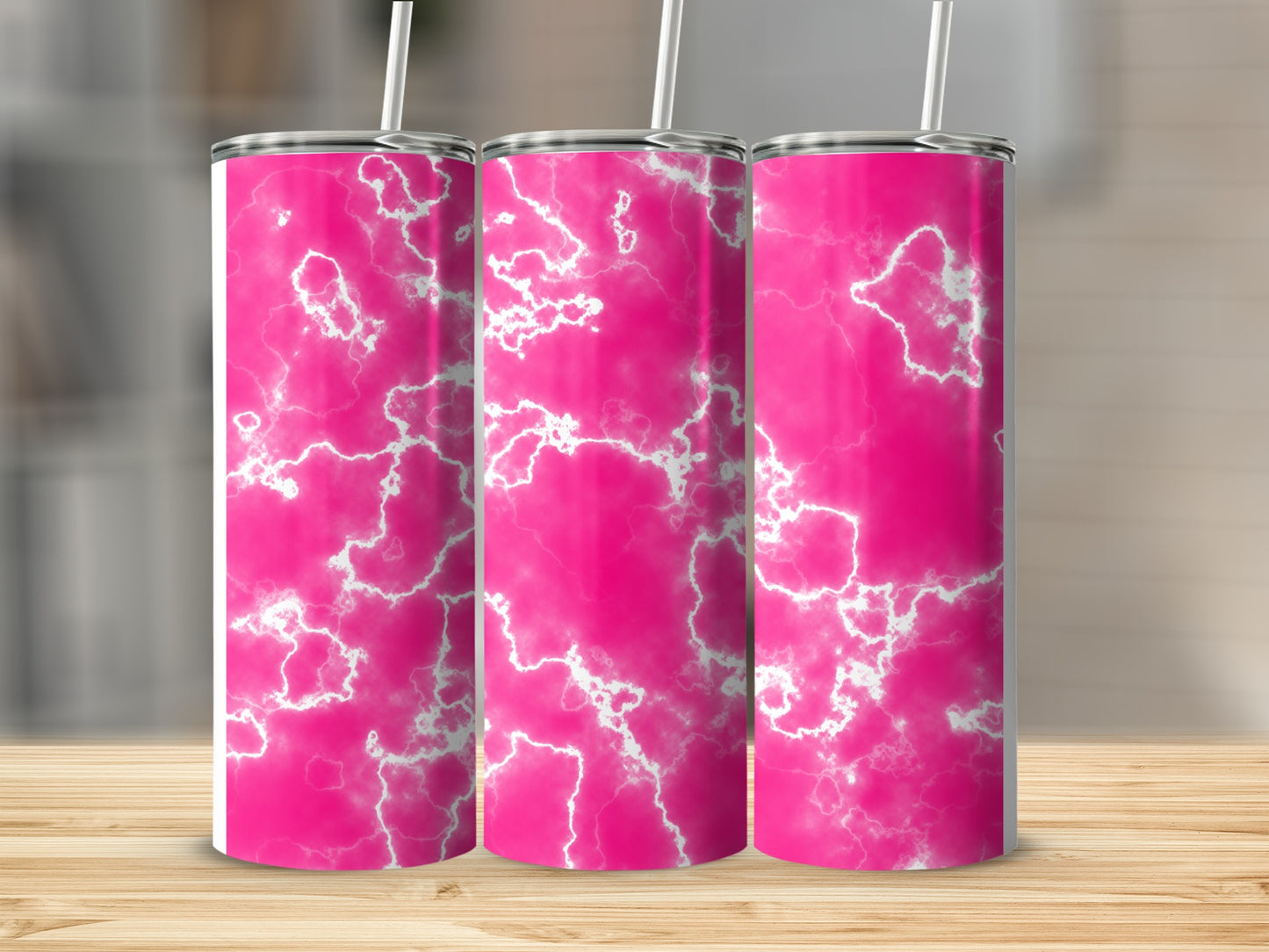 Bright Pink White Lightning Pattern Tumbler product type
