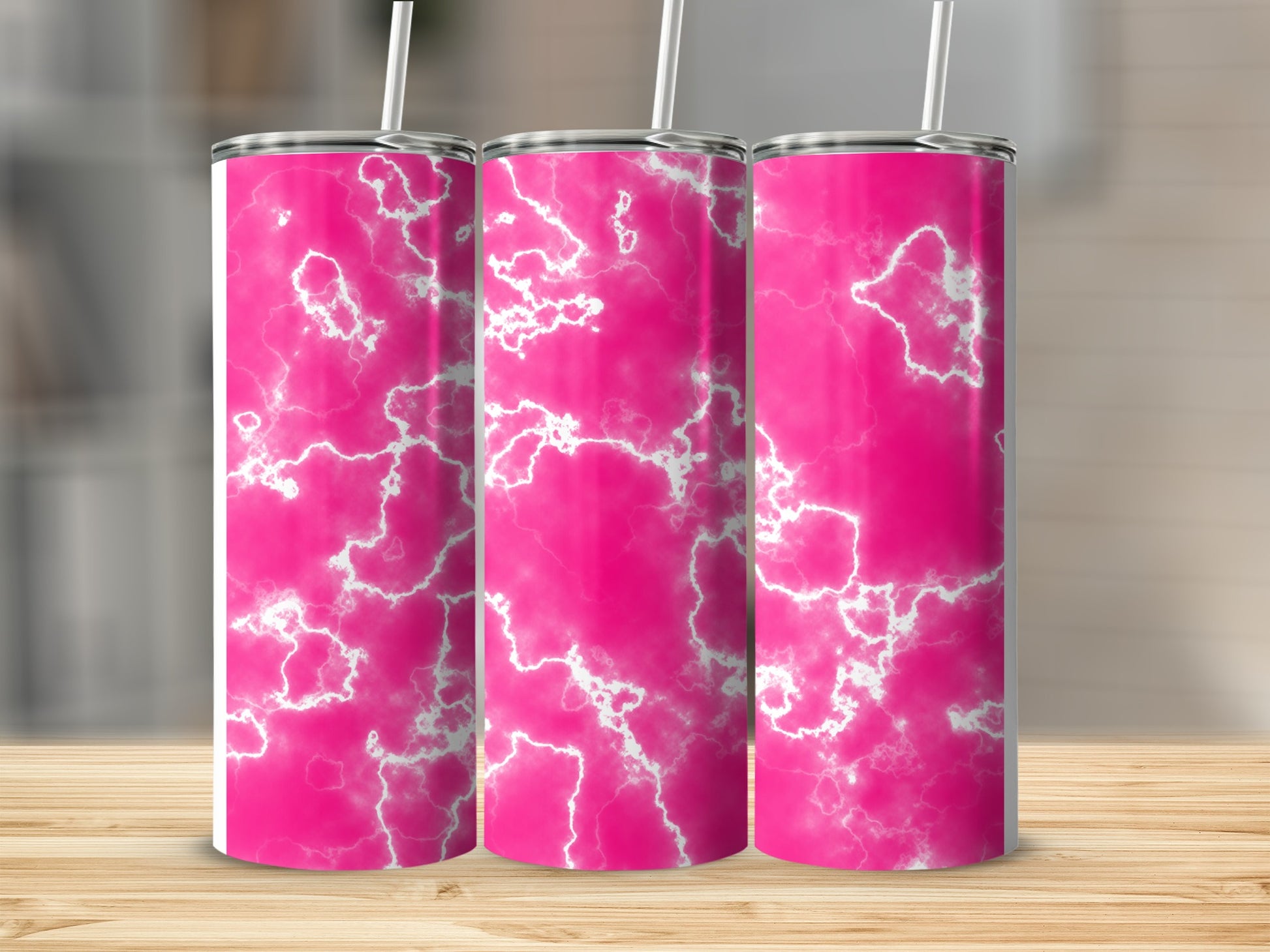 Bright Pink White Lightning Pattern Tumbler product type