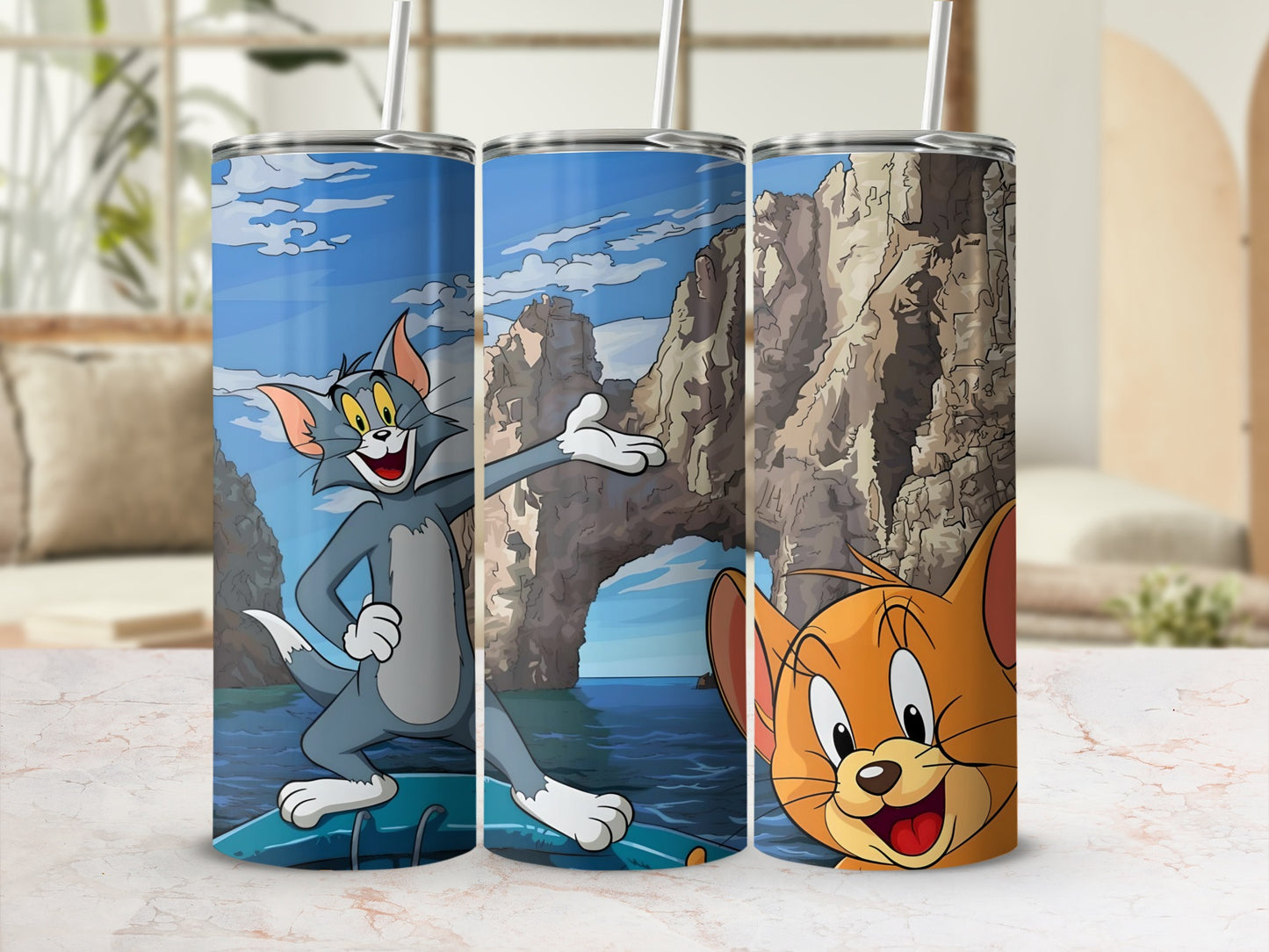 Tom and Jerry Scenic Theme Insulated Tumbler Set