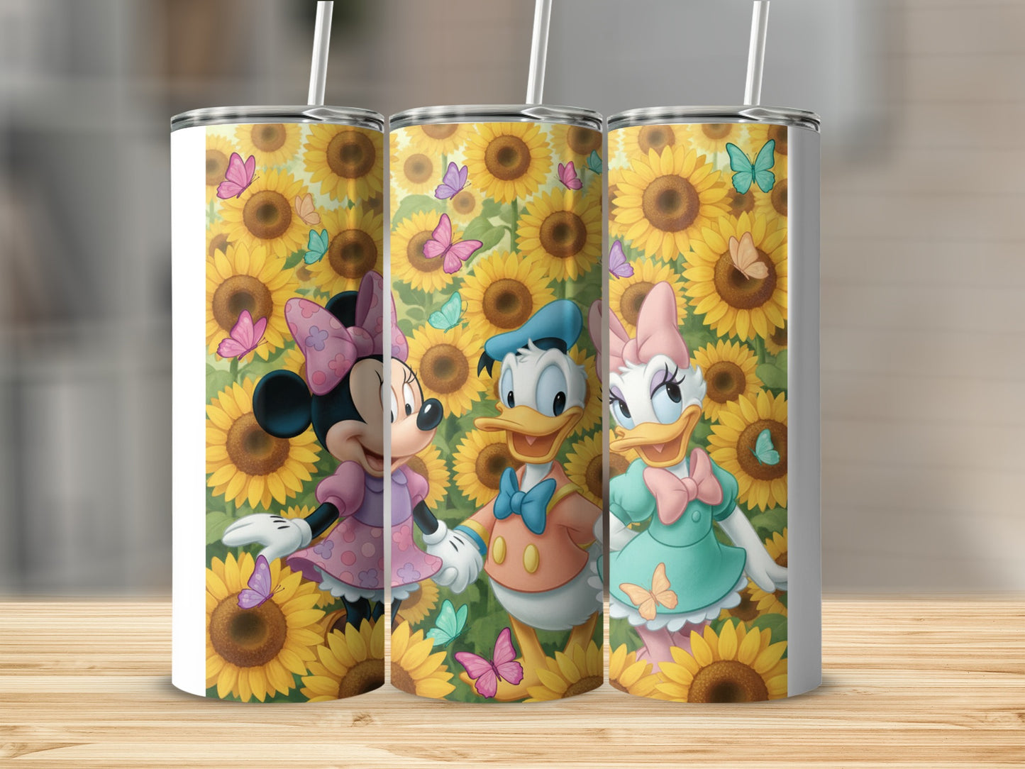 Colorful Sunflower Disney Character Design Tumbler