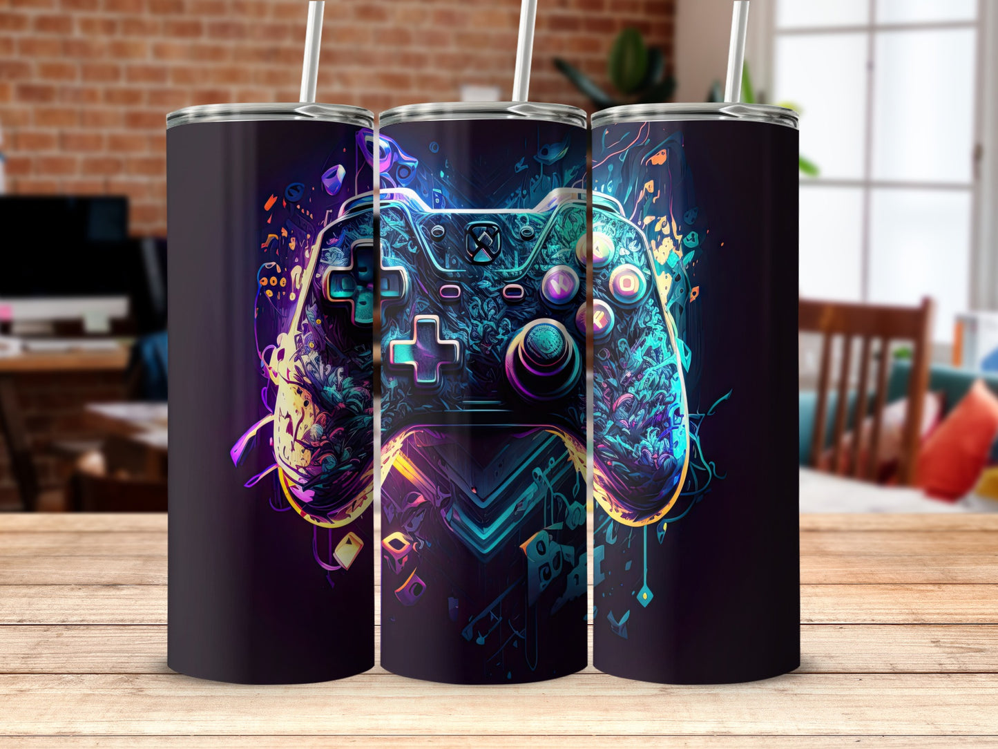 Vibrant Gaming Controller Design Tumbler