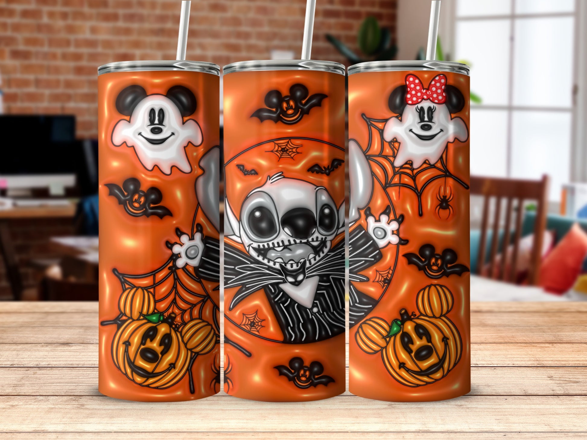 Spooky Halloween Tumbler with Fun Cartoons Design
