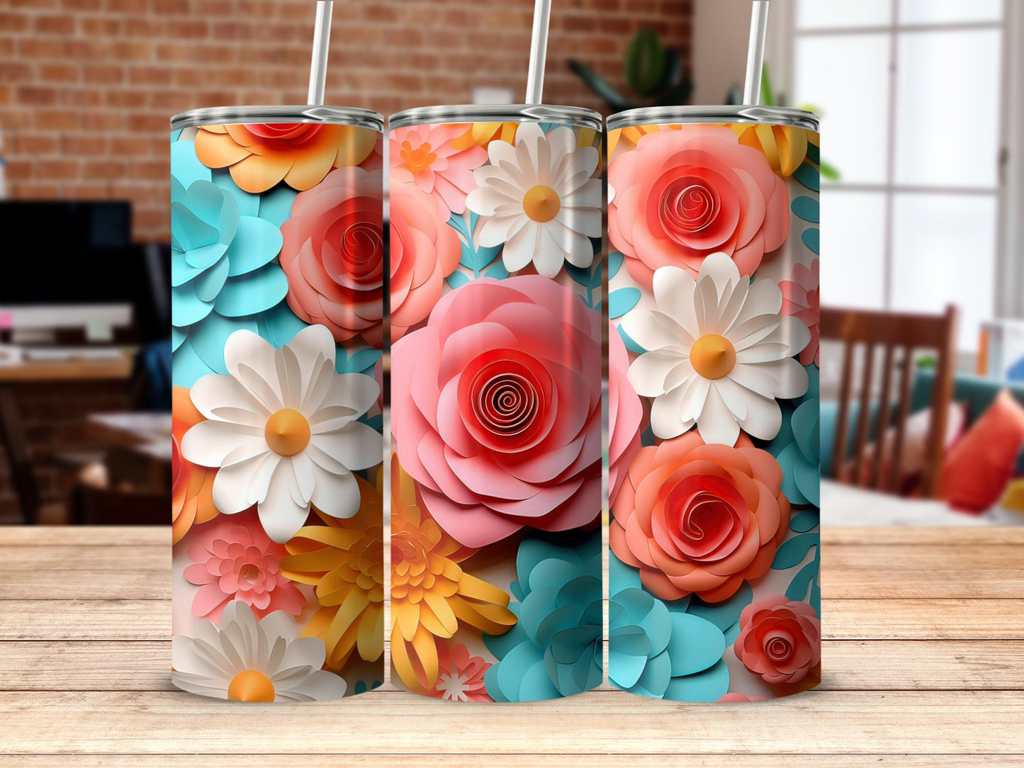 Vibrant Floral Design Insulated Stainless Steel Tumbler