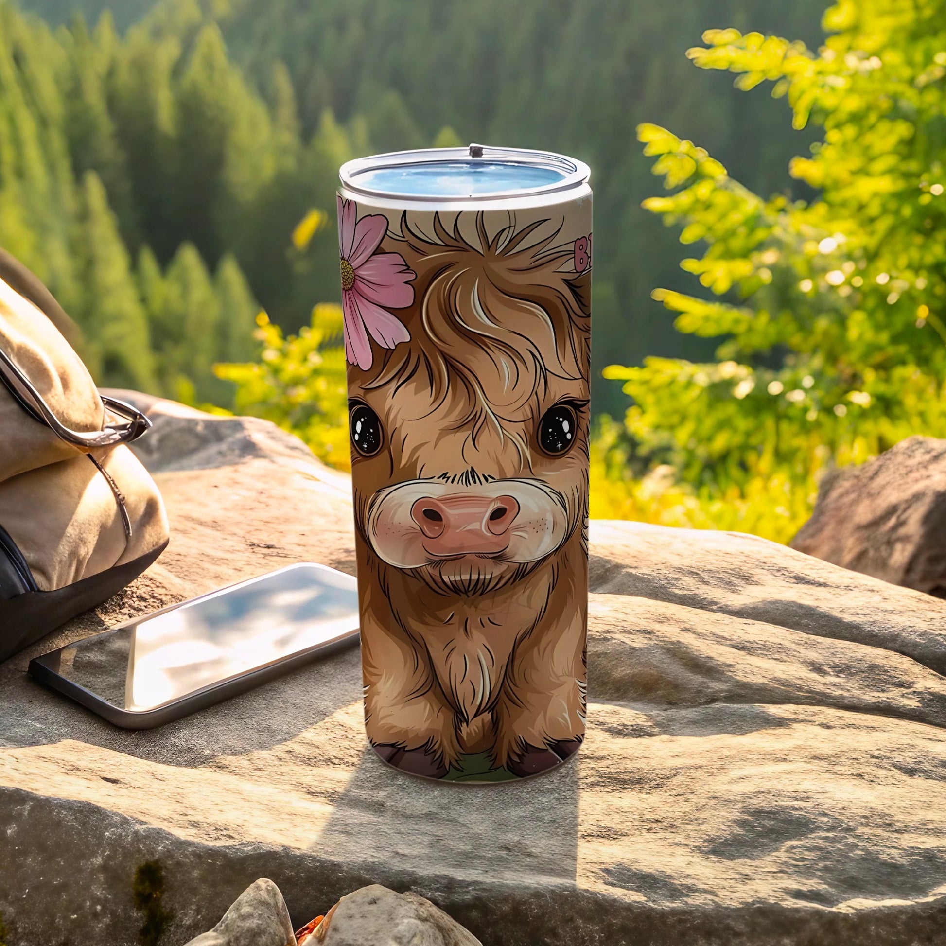 Cute Cow and Flower Forest Scenic Tumbler Product