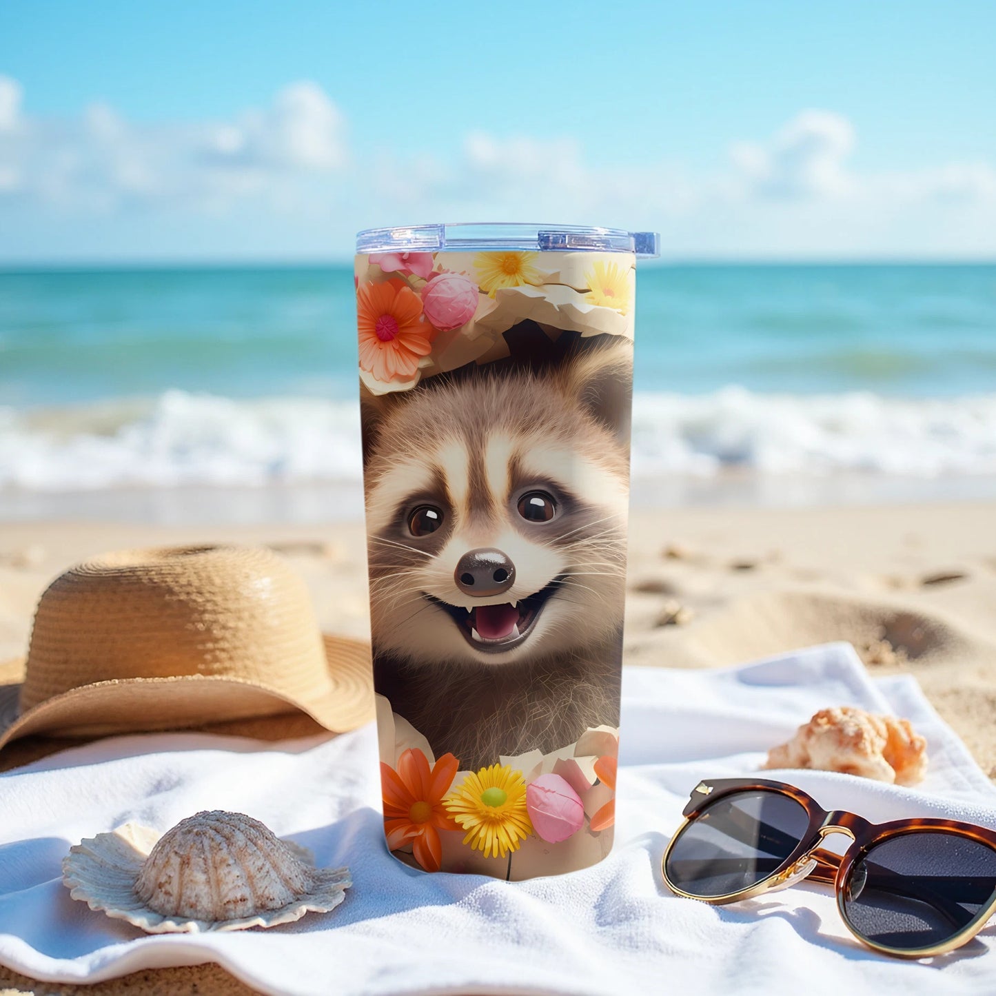 Happy Raccoon Floral Design Tumbler product type
Raccoon
Animal
Cute
Smiling Raccoon
Happy Raccoon
Floral Design
Flowers
Summer
Beach
Tumbler
Travel Cup
Drinkware
Gift Idea
Wildlife
Nature
Adorable Raccoon
Beach Day
Vacation
Tropical
Outdoors