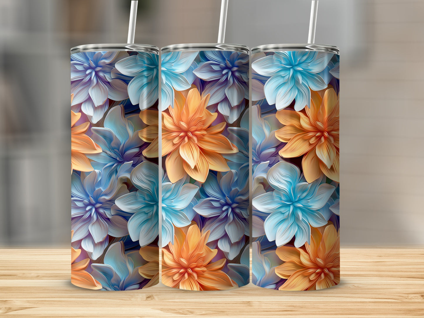 Vibrant Floral Patterned Tall Tumbler Drinkware