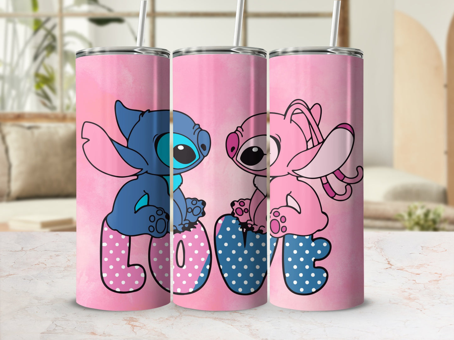 Cute Cartoon Characters with Love Tumbler Set