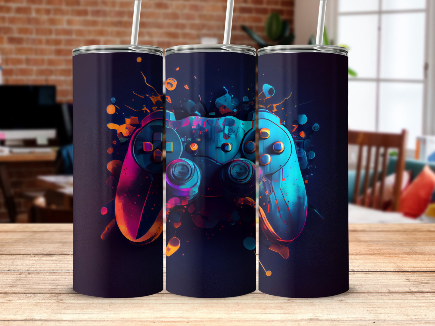 Vibrant Splatter Art Gaming Tumblers for Gamers