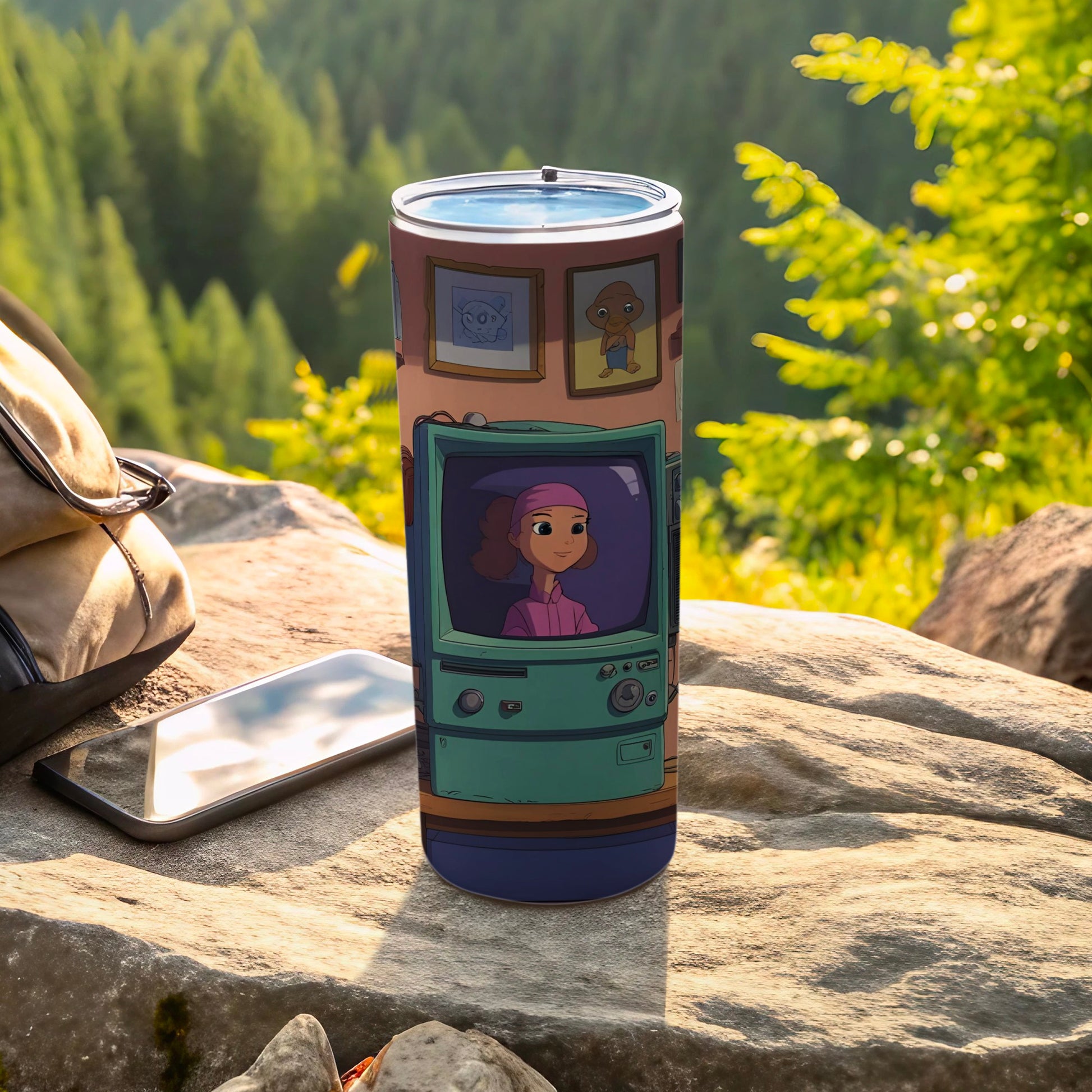Nostalgic Cartoon Scene Tumbler with Lid Tumbler