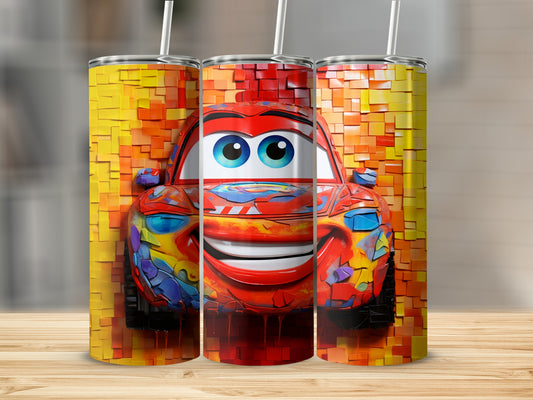 Colorful Car Character Kid's Tumbler Cup with Straw