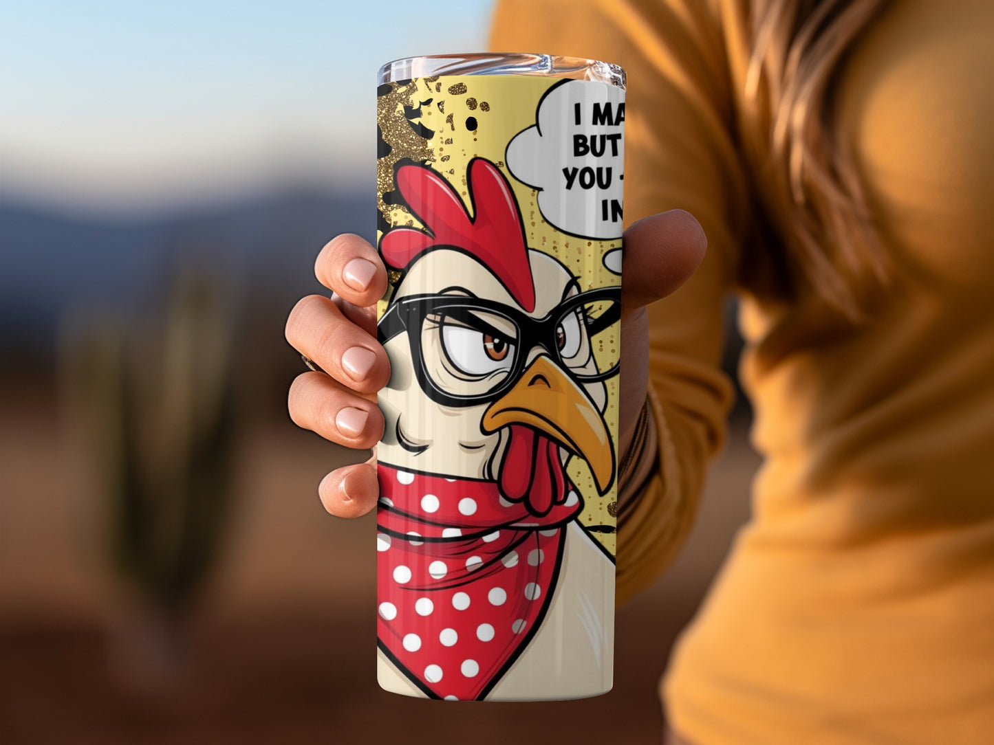 Funny Chicken Wearing Glasses with Speech Bubble Tumbler