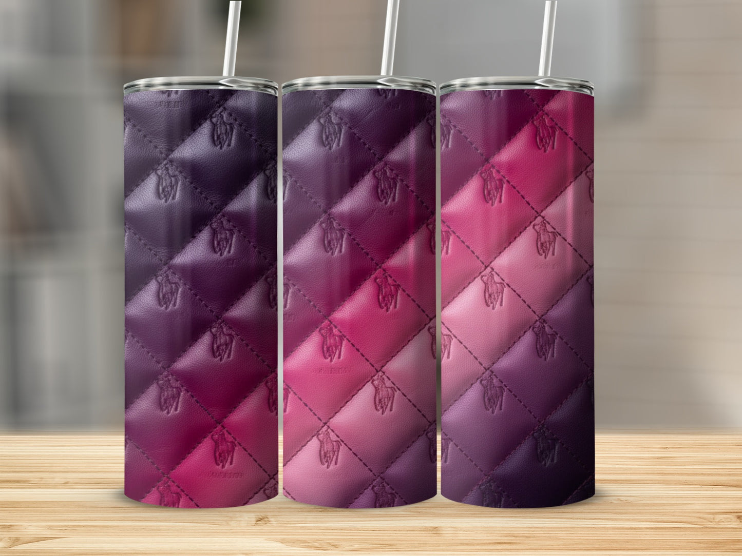Quilted Pattern Horse Logo Gradient Color Tumblers
