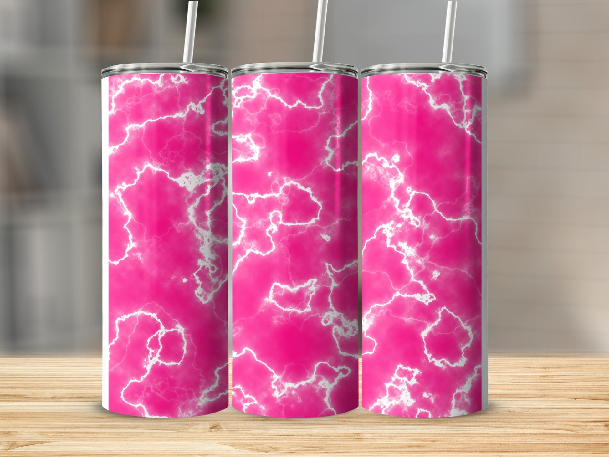 Hot Pink White Lightning Marble Design Tumbler product type