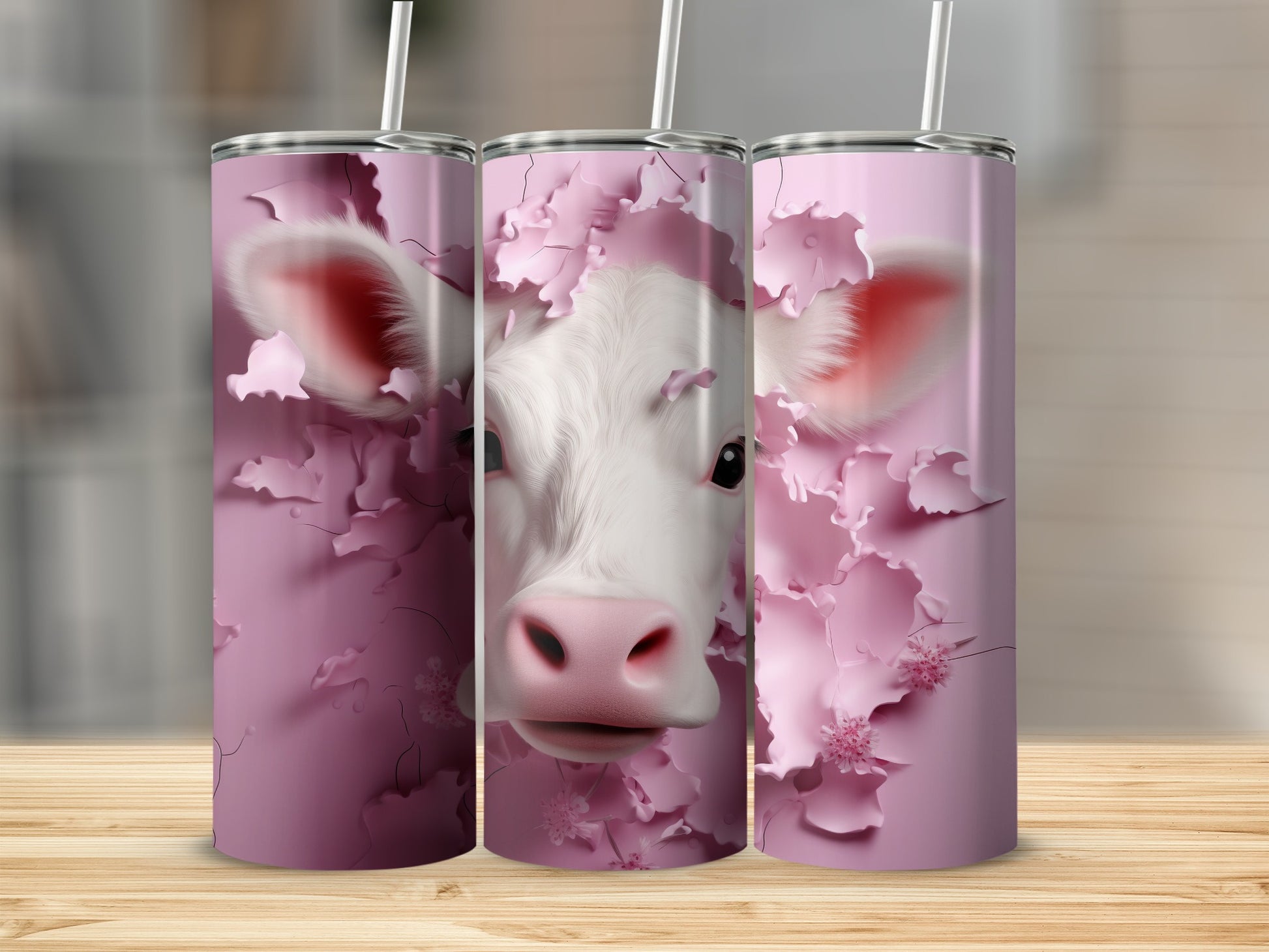 Cute Pink Petal Cow Face Design White Calf Product Type