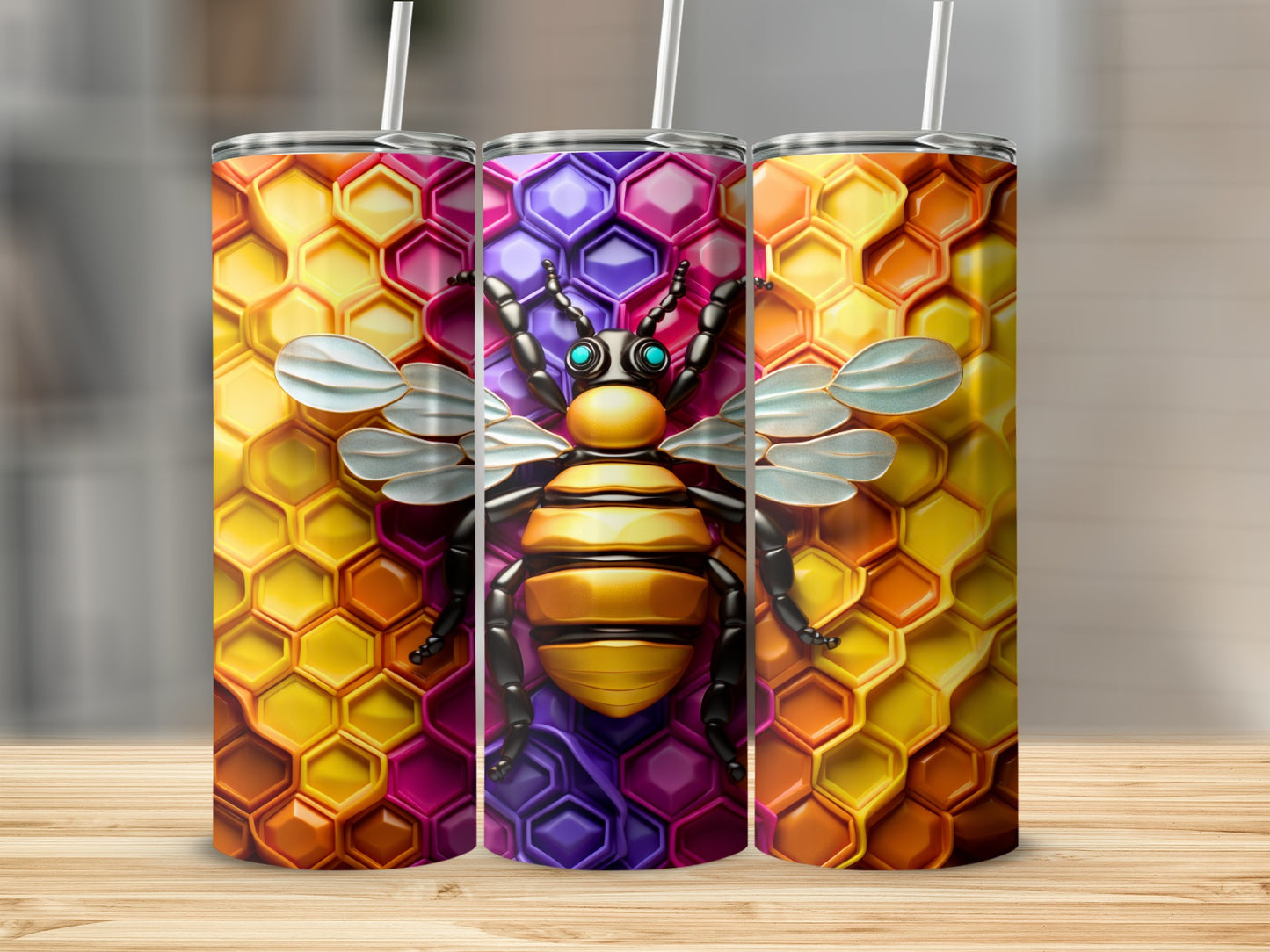 Vibrant Golden Bee Honeycomb Hexagon Drink Tumbler product type
Bee tumbler
Honeycomb design
Golden bee
Vibrant drinkware
Hexagon pattern
Insect art
Colorful tumbler
3D bee graphic
Nature inspired
Summer vibes
Beverage holder
Unique gift
Honey bee cup
Striped insect
Drink accessory
Pollinator theme
Aesthetic tumbler
Bright colors
Wildlife design
Artistic drinkware