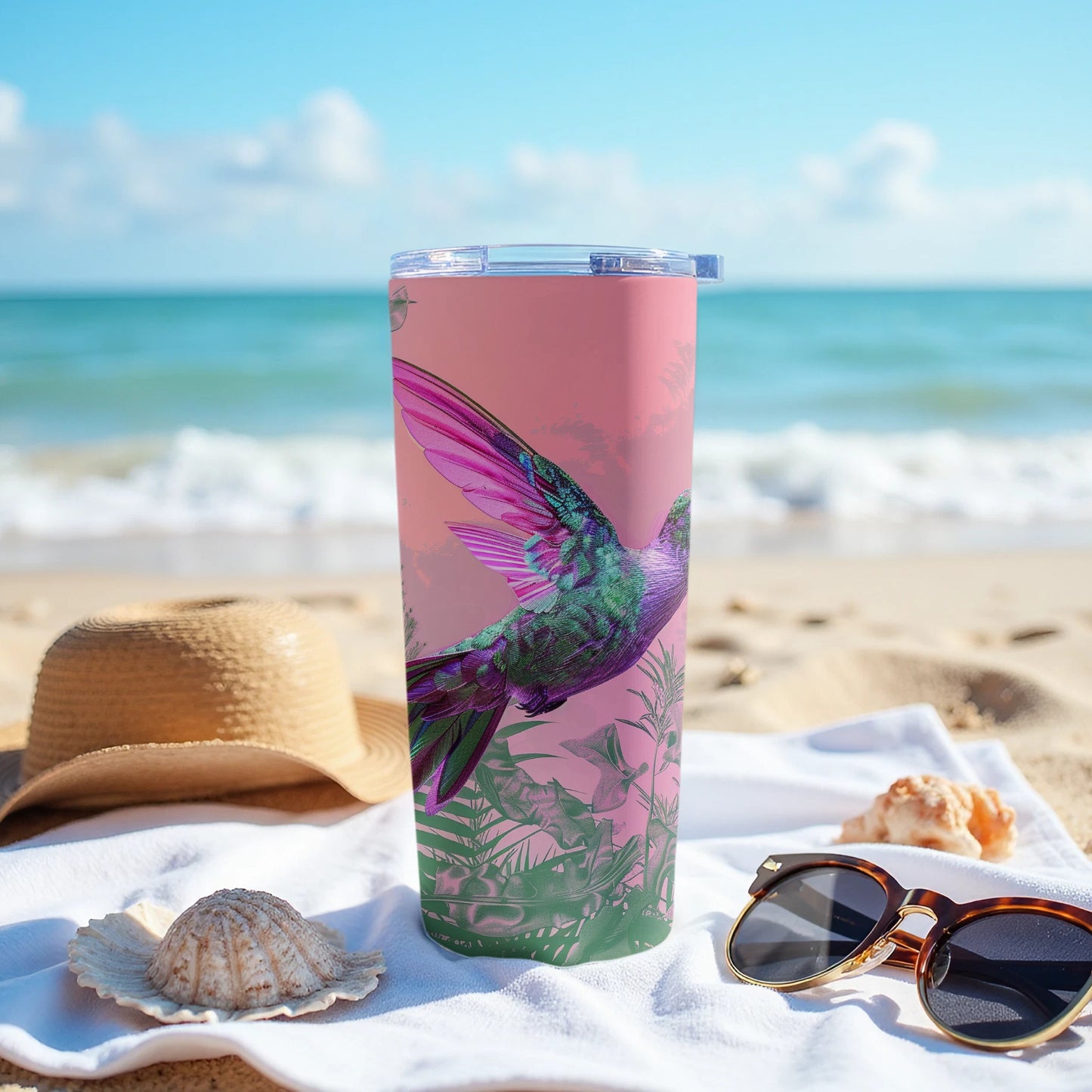 Pink Green Purple Hummingbird Tropical Tumbler product type
Tumbler
Hummingbird
Bird
Tropical
Flora
Pink
Green
Purple
Drinkware
Beverage
Travel Mug
Insulated
Beach
Summer
Ocean
Wildlife
Nature
Gift
Botanical
Colorful
