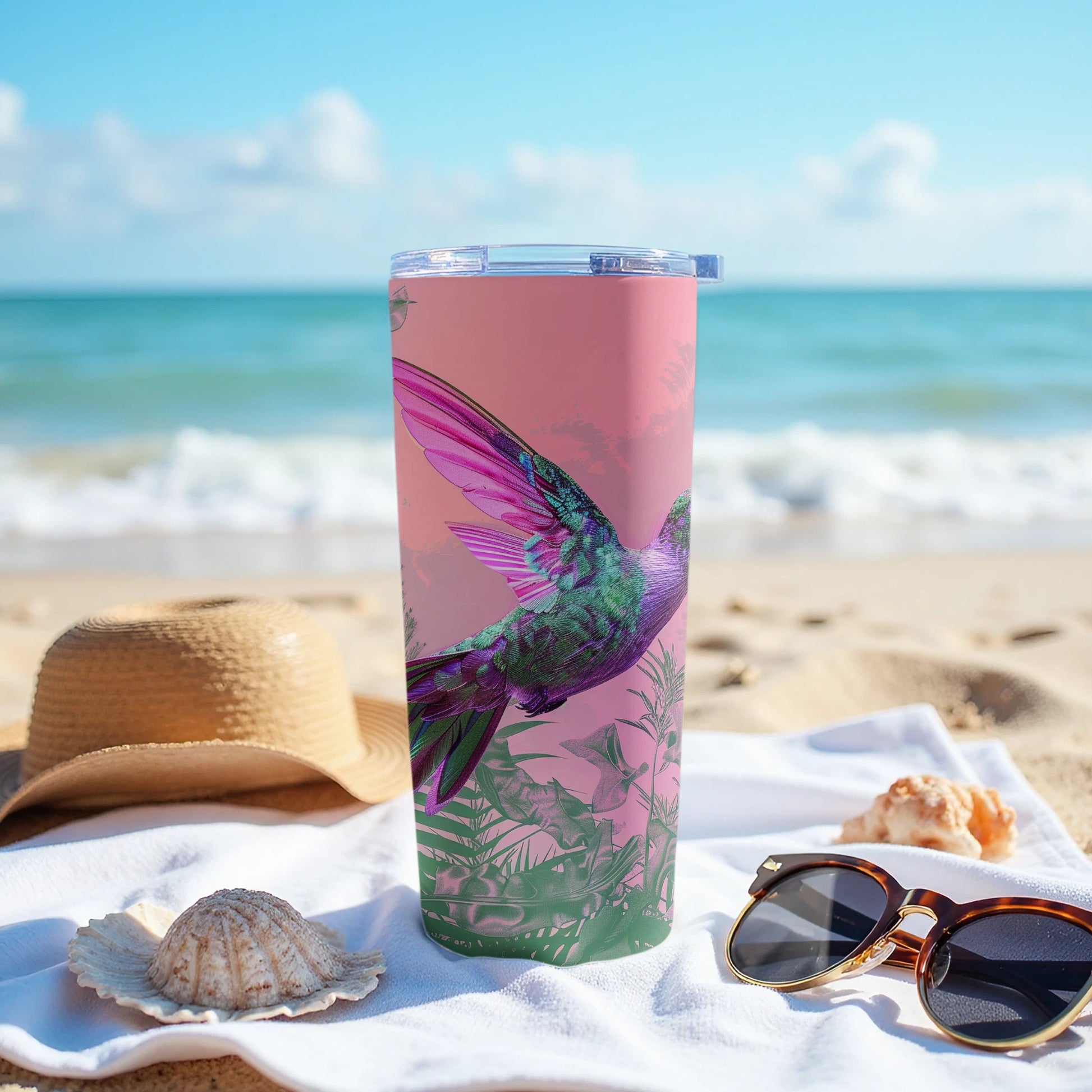 Pink Green Purple Hummingbird Tropical Tumbler product type
Tumbler
Hummingbird
Bird
Tropical
Flora
Pink
Green
Purple
Drinkware
Beverage
Travel Mug
Insulated
Beach
Summer
Ocean
Wildlife
Nature
Gift
Botanical
Colorful