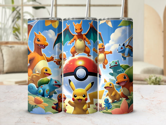 Pokemon Characters Tumbler with Straw Reusable Cup