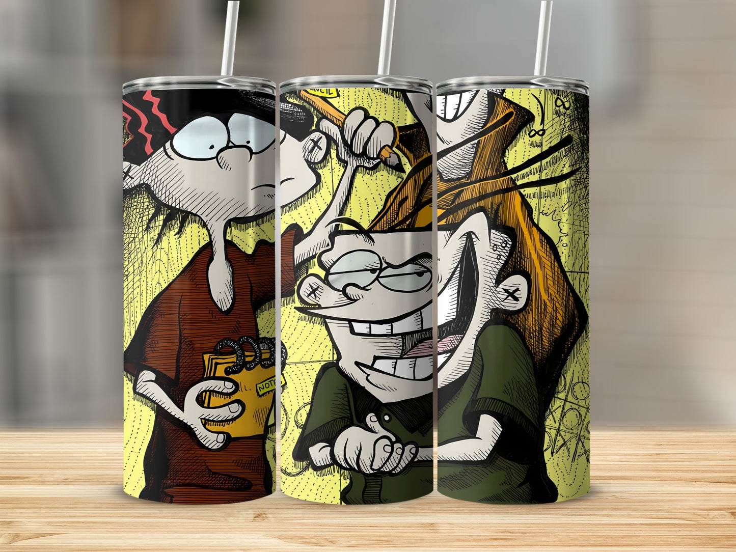 Cartoon Character Art Design on Drink Tumblers