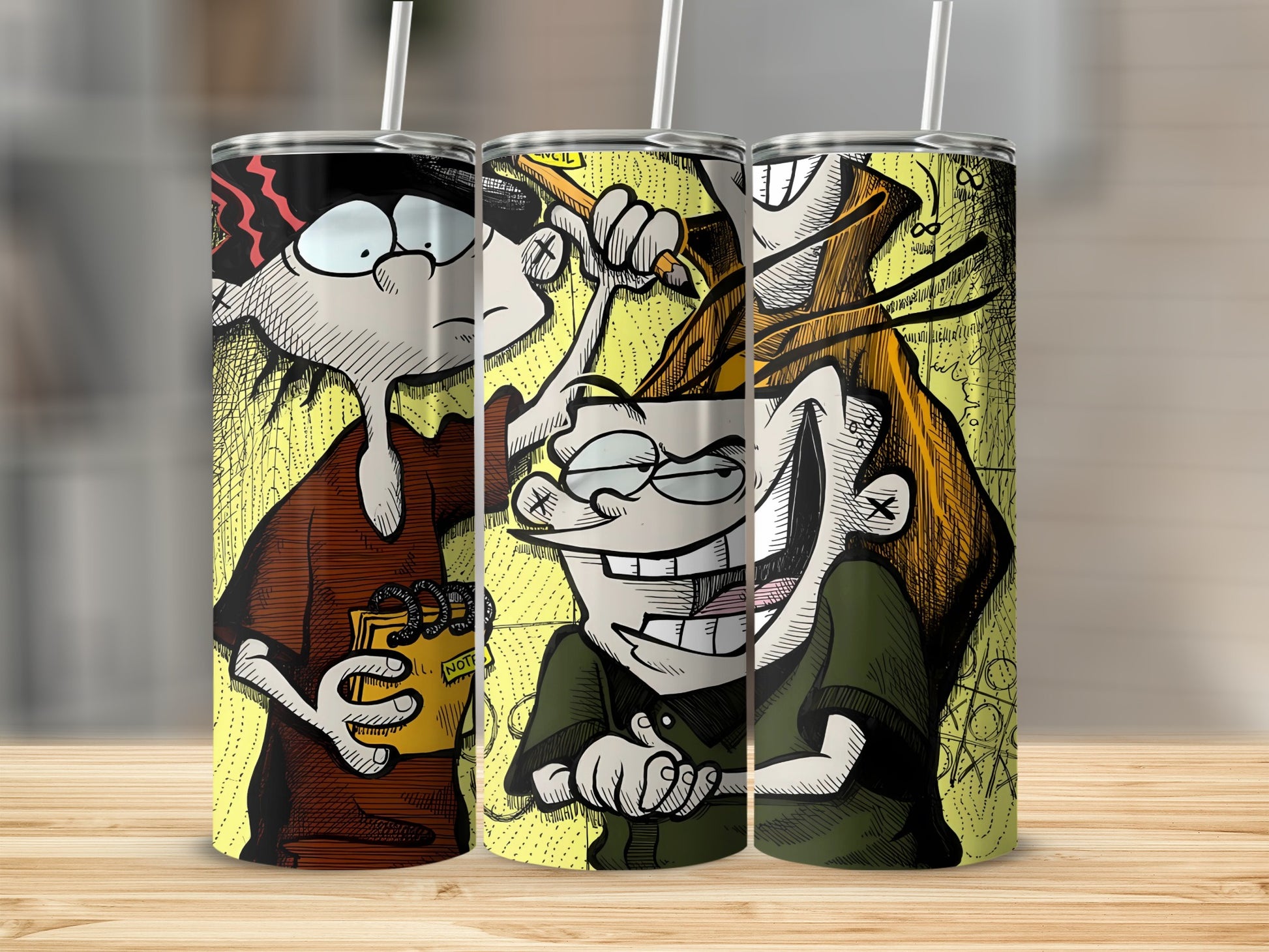 Cartoon Character Art Design on Drink Tumblers