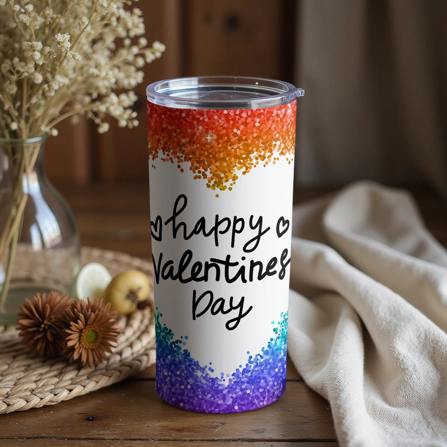 Happy Valentines Day Colorful Design Tumbler