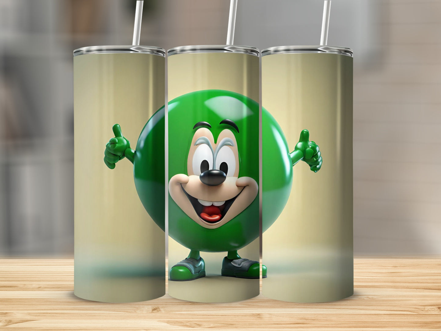 Green Cartoon Character With Thumbs Up Insulated Tumbler