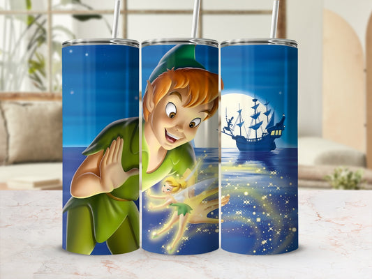 Peter Pan and Tinkerbell Tumbler with Ship Design