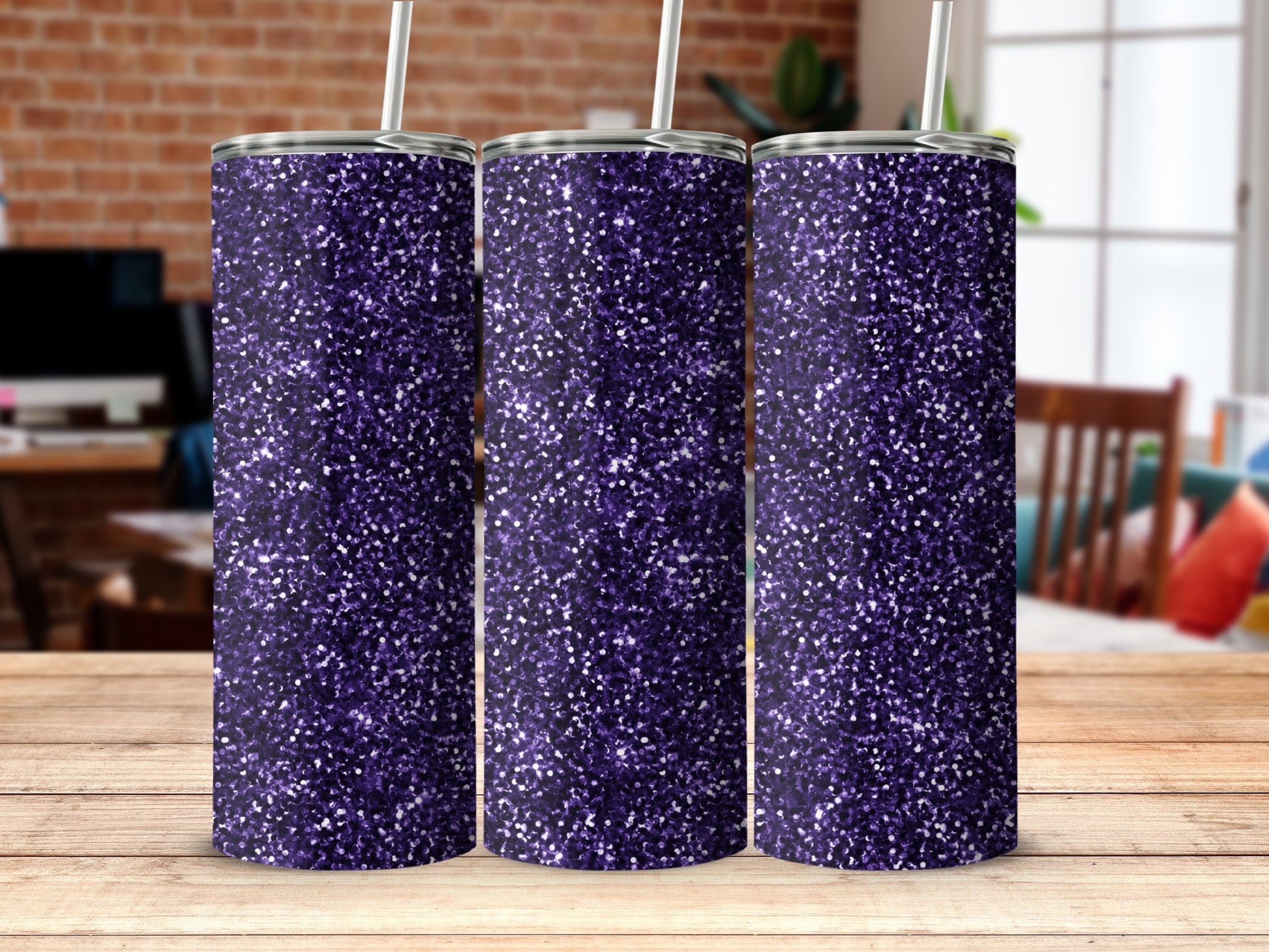 Sparkling Purple Glitter Tumblers for Stylish Drink