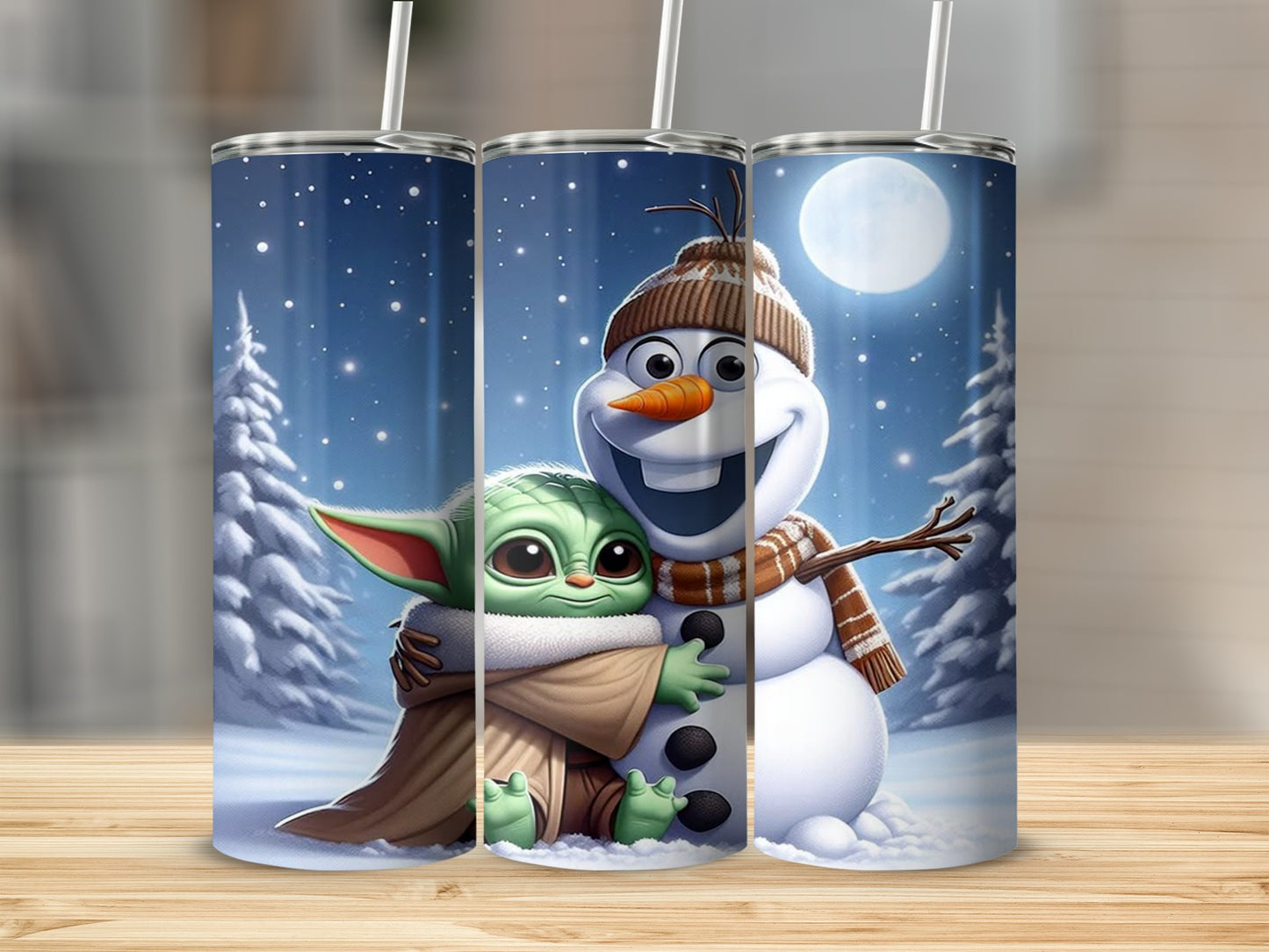 Baby Alien and Snowman Winter Wonderland Tumbler