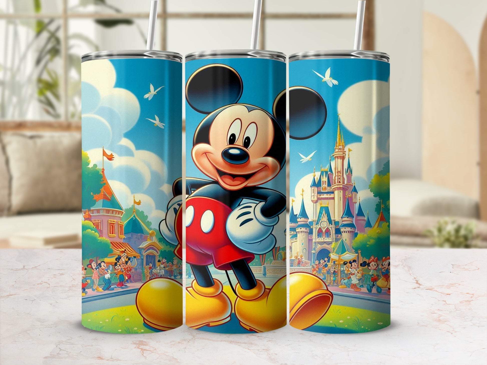 Colorful Mickey Mouse Theme Stainless Steel Tumbler