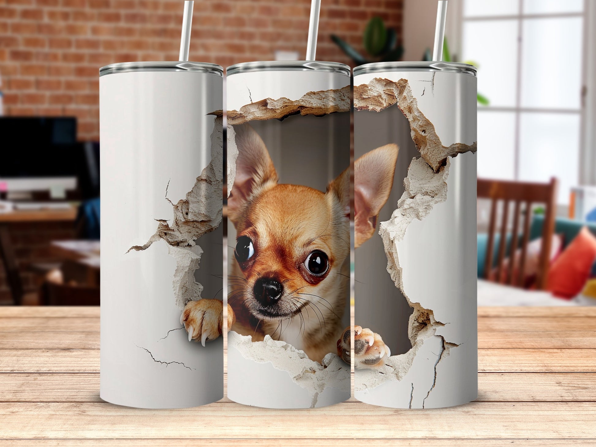 Chihuahua Puppy Wall Break Unique Design Tumbler product type