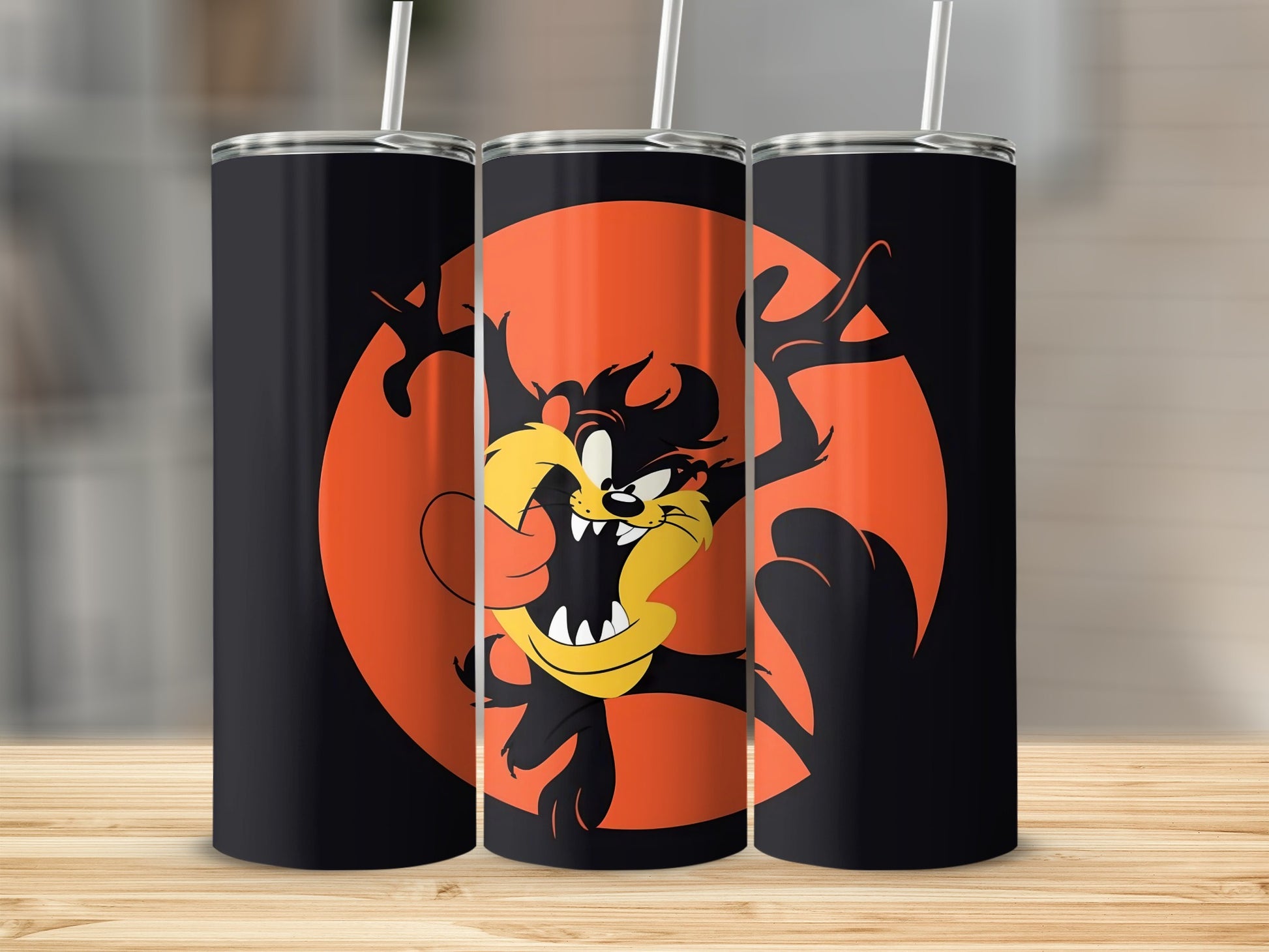 Adorable Cartoon Character Orange Black Tumbler