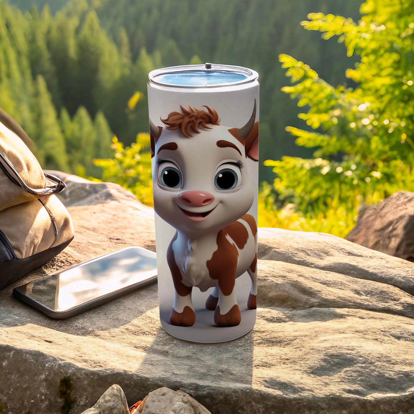 Adorable Cartoon Cow Outdoor Travel Tumbler