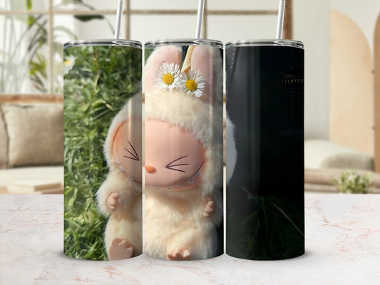Cute Bunny Daisies And Greenery Tumbler Set