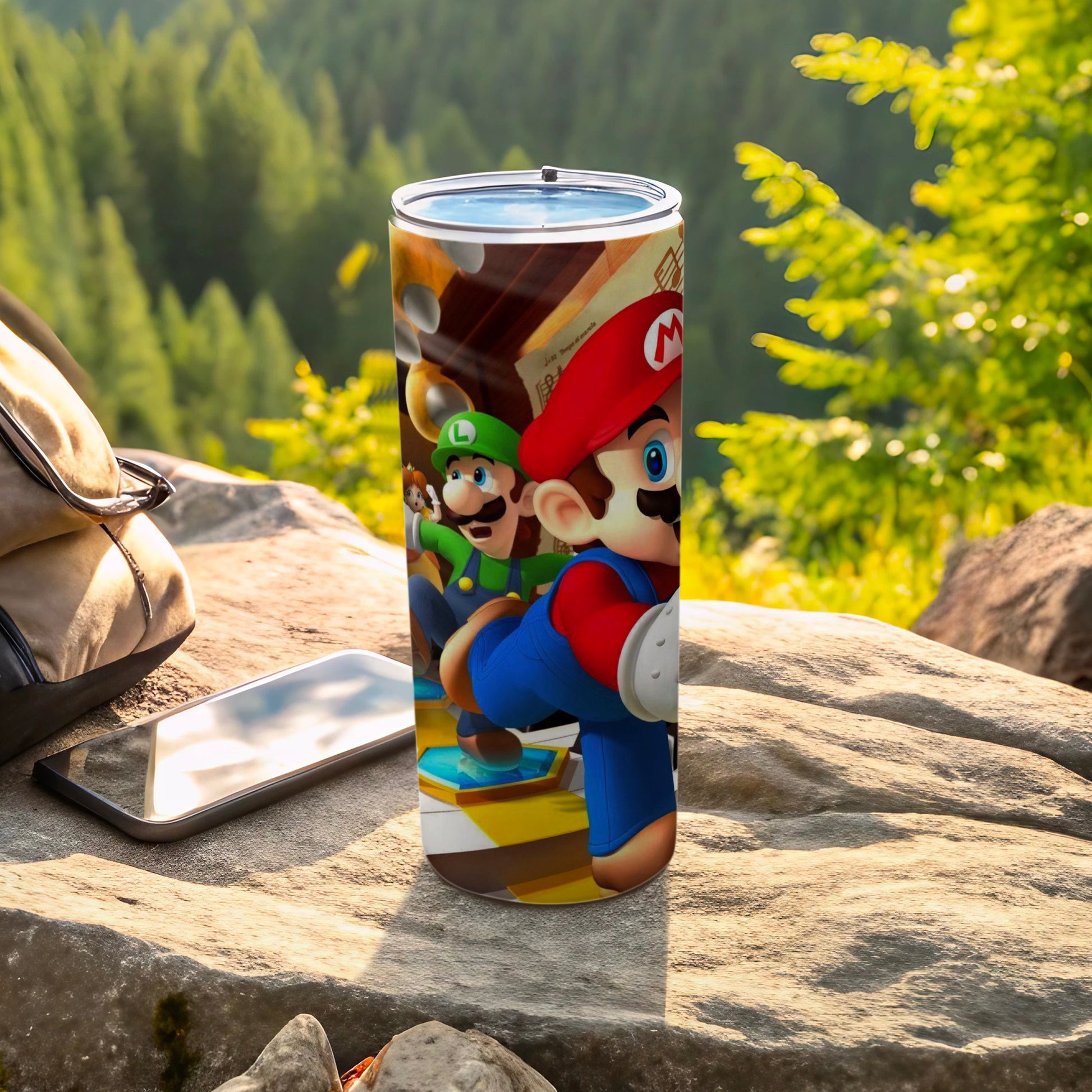 Colorful Super Mario-themed tumbler for gaming fans