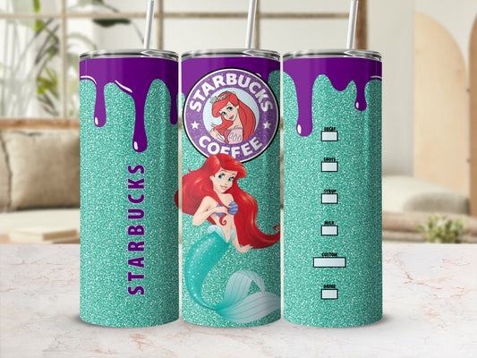 Starbucks Coffee Ariel Design Glitter Tumbler