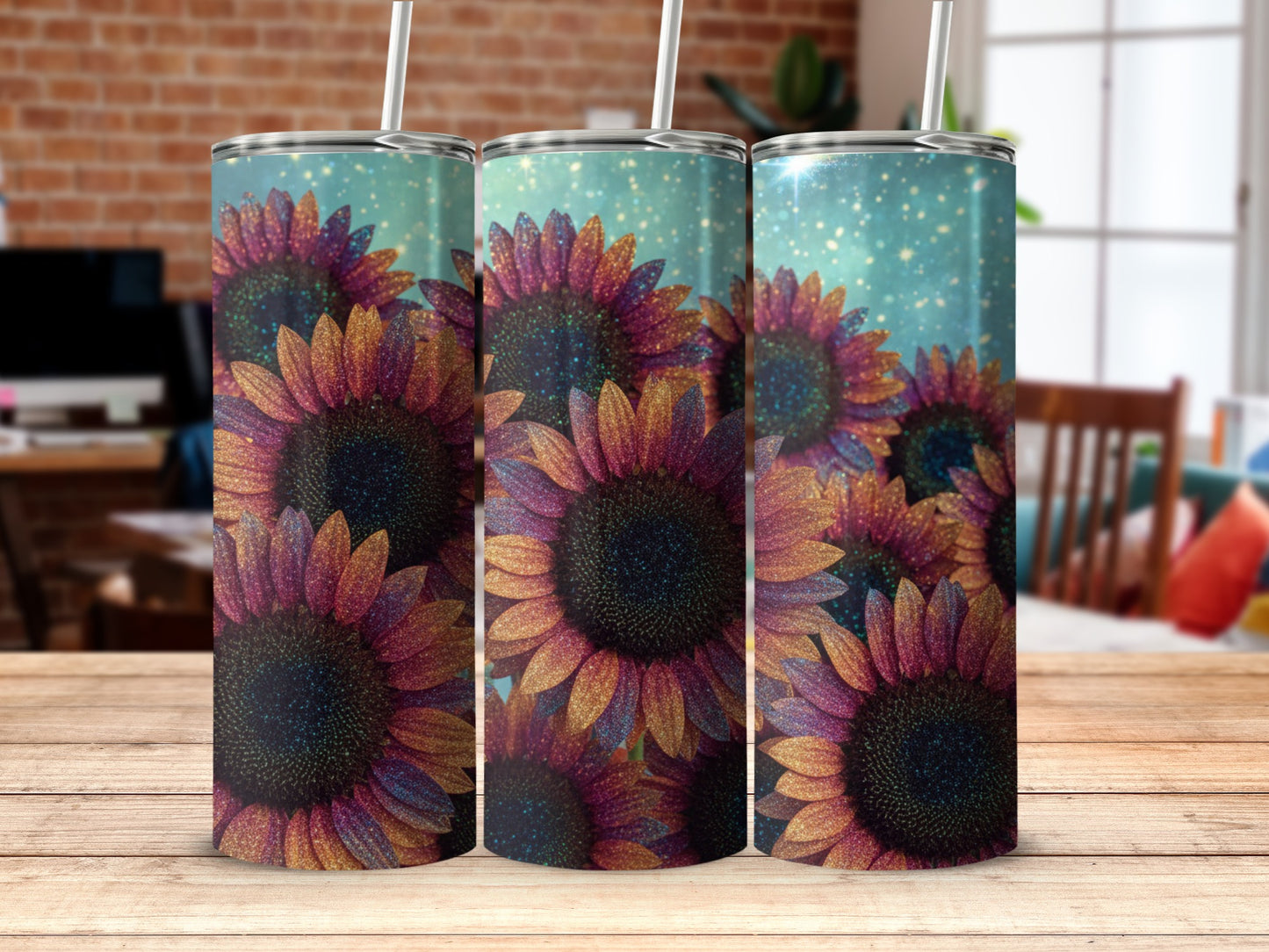 Vibrant Sunflower Design Tall Drink Tumbler Product