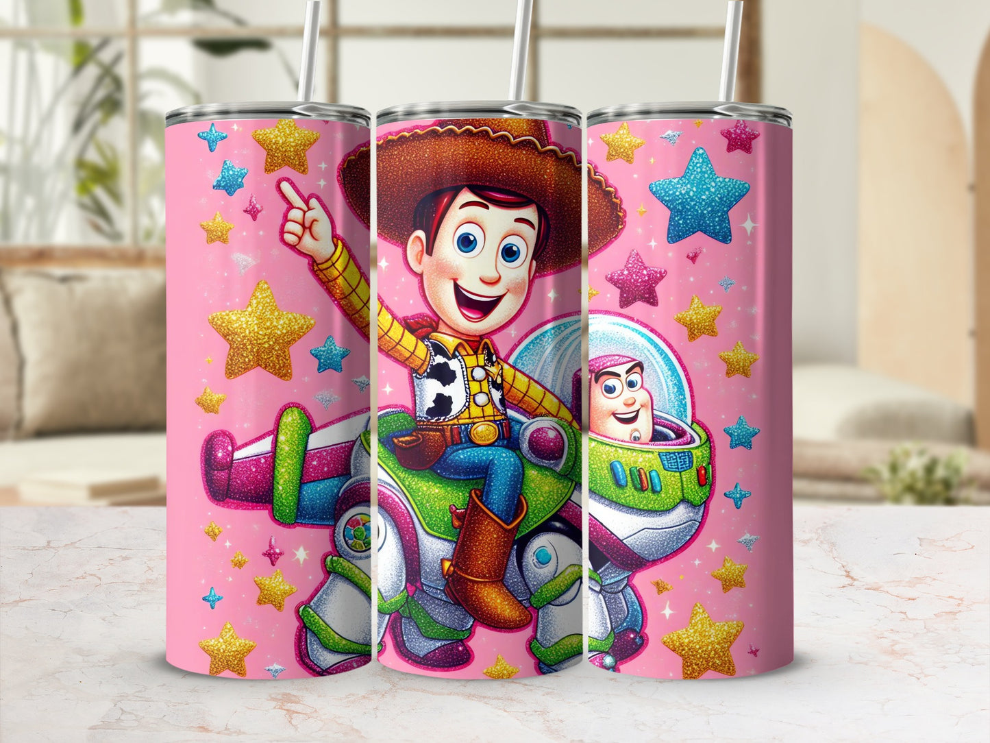 Sparkly Cartoon Character Pink Tumbler product