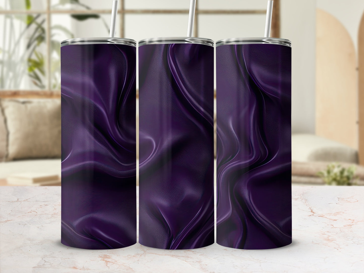 Dark Purple Abstract Swirls Design Background Tumblers