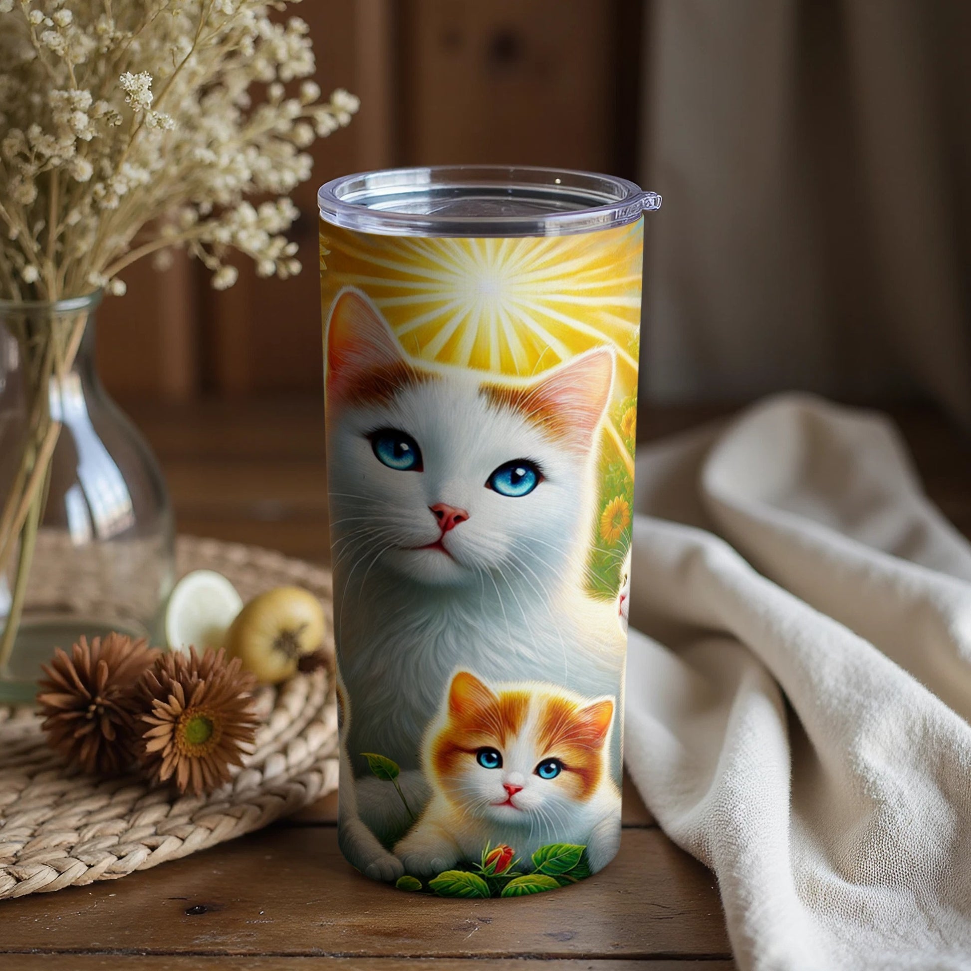 Cute Cat and Kitten Design on Tumbler