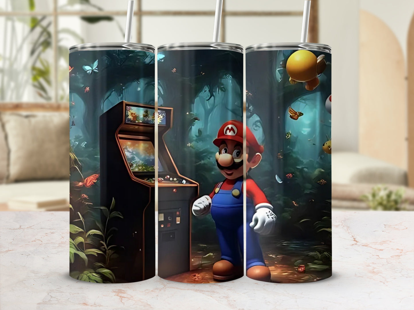 Mario and Arcade Machine Forest Scene Tumbler