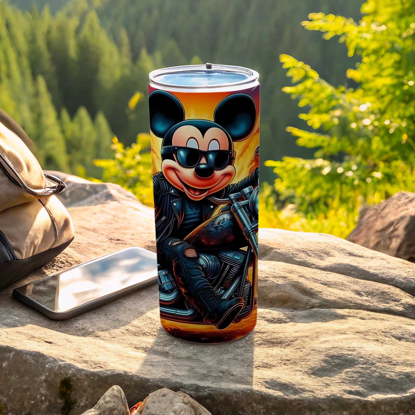 Mickey Mouse Biker Theme Travel Tumbler Flask